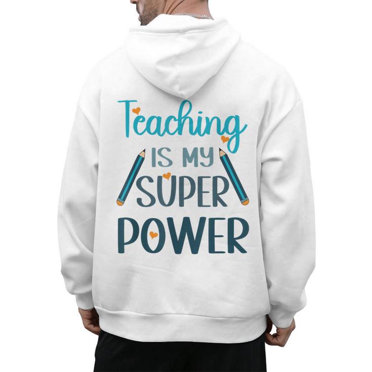 Retro Groovy Teaching Is My Super Power Teacher's Present Men Women Men's Hoodie Back Print