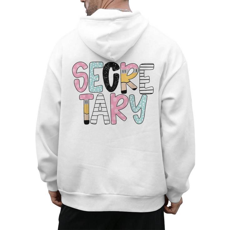 Retro Secretary Back To School Teacher Appreciation Men's Hoodie Back Print