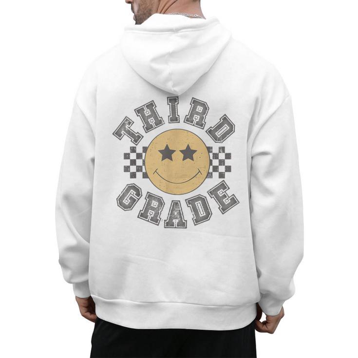 Retro Third Grade Teacher Student 1st Day Back To School Men's Hoodie Back Print