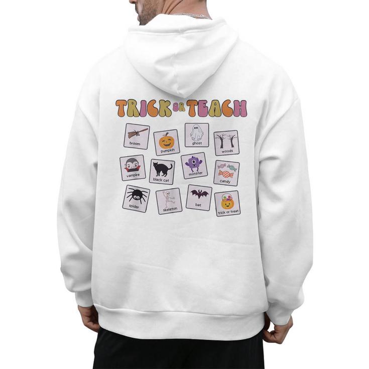 Retro Trick Or Treat Halloween Special Education Teacher Men's Hoodie Back Print