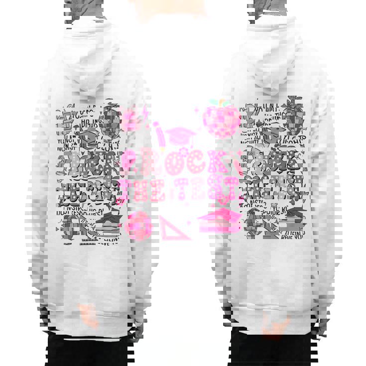 Rock The Test Testing Day Don&#x27;t Stress Do Your Best Teacher For Men Women Girls Kids Men&#x27;s Hoodie Back Print