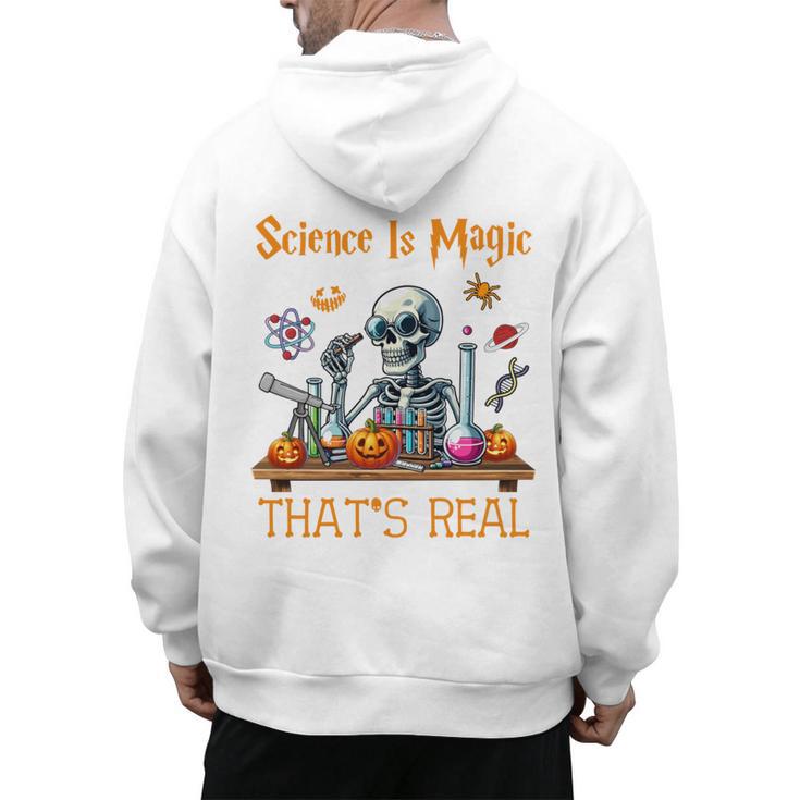 Science Is Magic Halloween Skeleton Students Teacher Men's Hoodie Back Print
