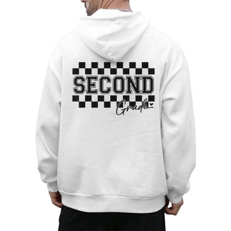 Second Grade Checkered Teacher 1st Day Back To School Women Men's Hoodie Back Print