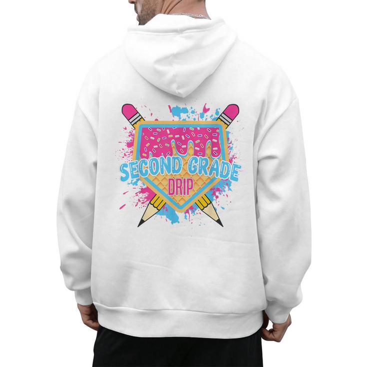 Second Grade Drip Ice Cream Home Plate Baseball Teachers Kid Men's Hoodie Back Print