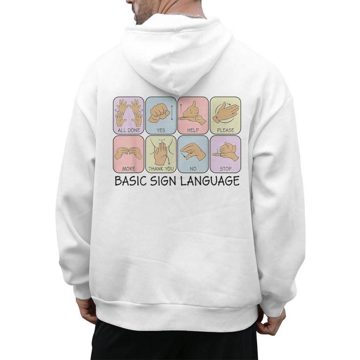 Basic Sign Language Speech Pathology Aac Sped Teacher Men's Hoodie Back Print