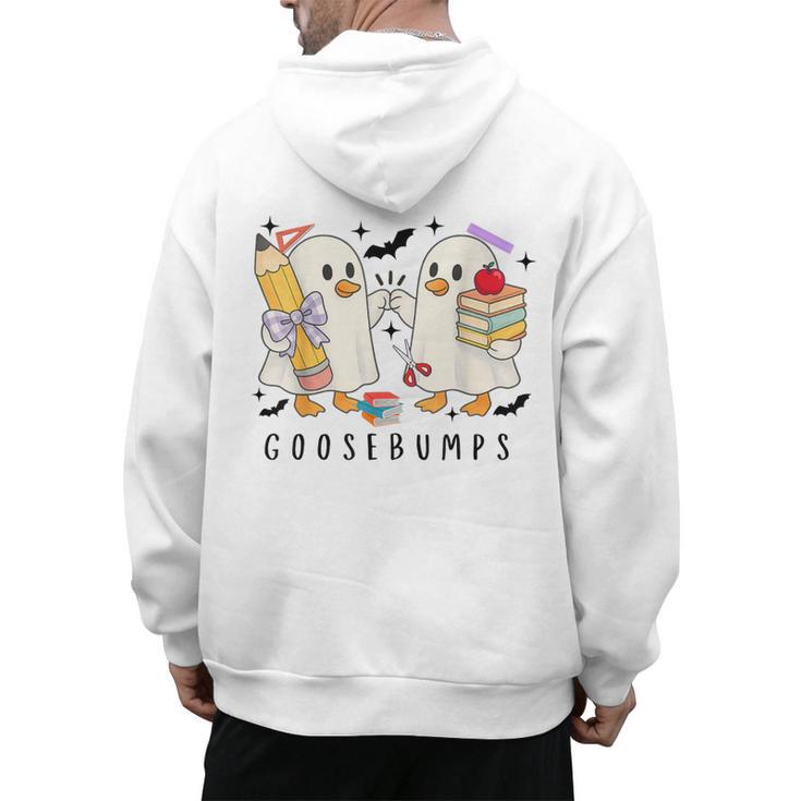 Silly Goose Spooky Teacher Halloween Cute Goosebumps Men's Hoodie Back Print