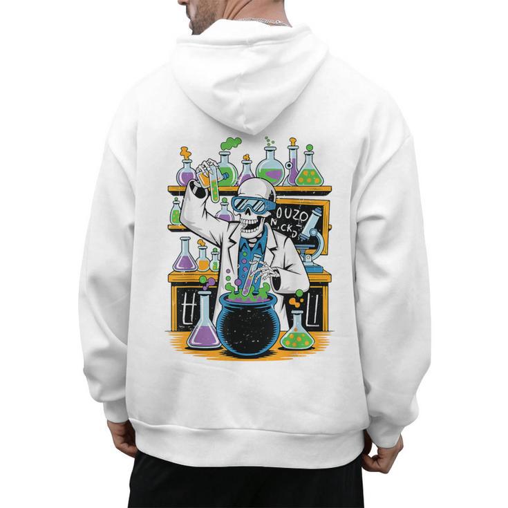 Skeleton Mad Scientist Halloween Costume Science Teacher Men's Hoodie Back Print