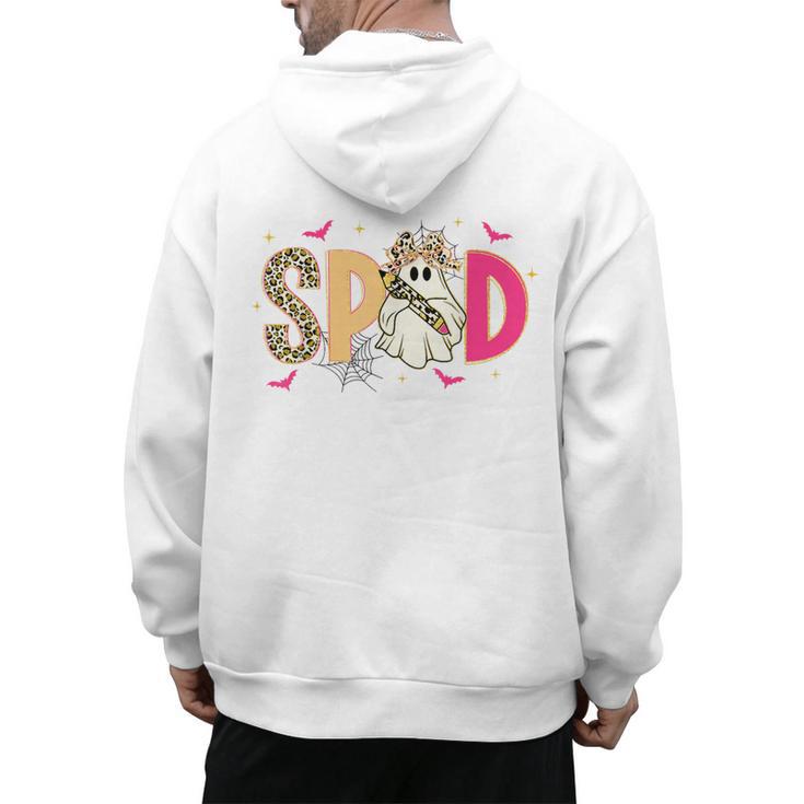 Sped Teacher Halloween Ghost Special Education Preppy Fall Men's Hoodie Back Print