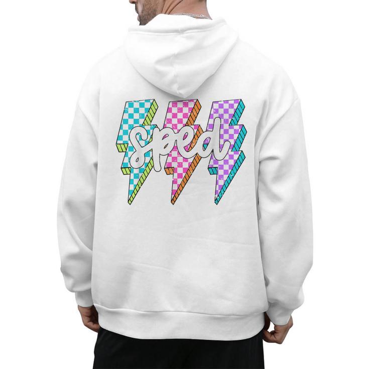 SPED Teacher Squad Lightning Bolt Special Education Men's Hoodie Back Print