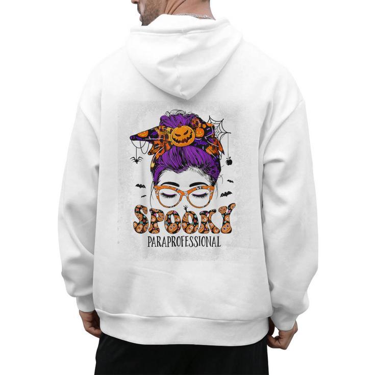 Spooky Paraprofessional Life Halloween Messy Bun Teacher For Men Women Men's Hoodie Back Print