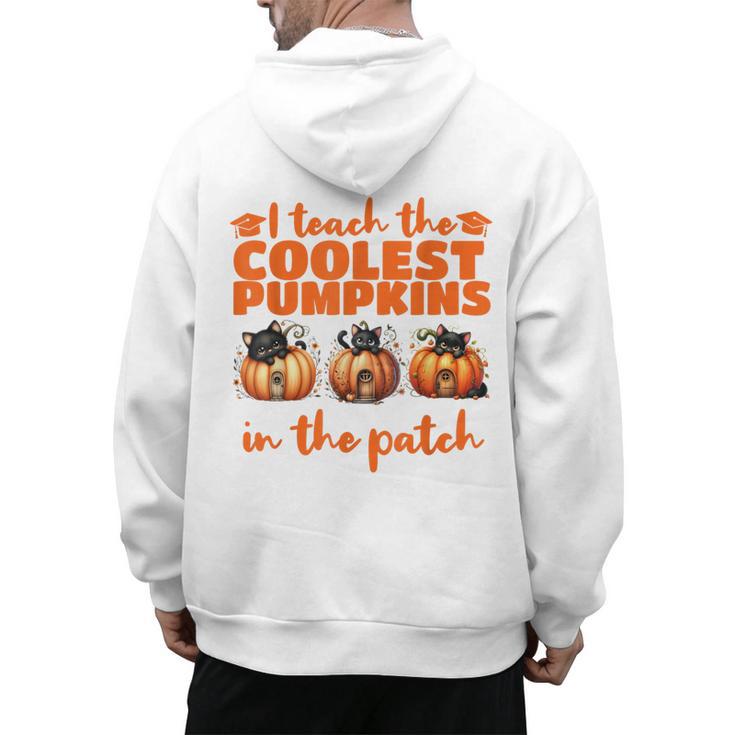 I Teach The Cutest Pumpkins Halloween Teacher Cat Lover Men's Hoodie Back Print