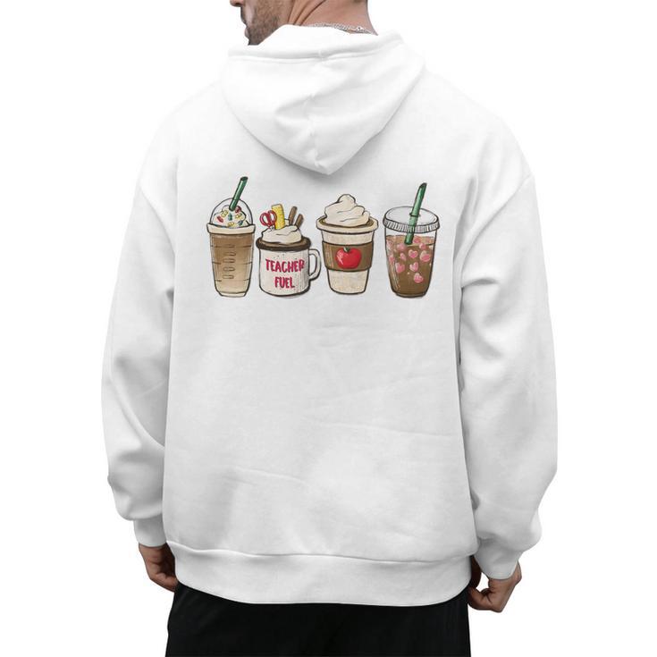 Teacher Fuel Coffee Teacher Mug Latte Iced Coffee Fall Men's Hoodie Back Print