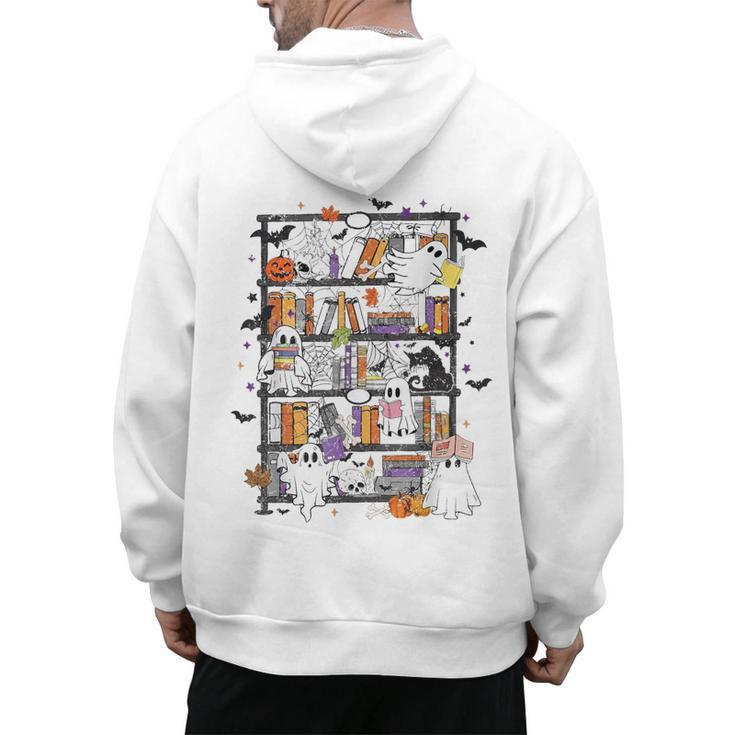 Teacher Library Ghost Reading Book Halloween Cat Men's Hoodie Back Print