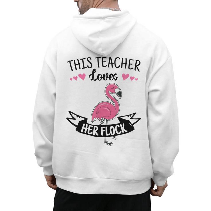 This Teacher Loves Her Flock Cute Flamingo Teacher Men's Hoodie Back Print