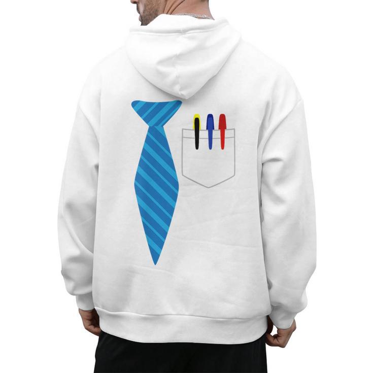 Teacher Tie & Pocket Protector Costume School Men's Hoodie Back Print