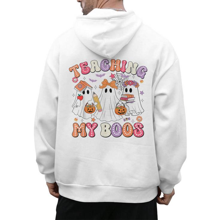 Teaching My Boos Cute Spooky Ghost Teacher Halloween Women Men's Hoodie Back Print