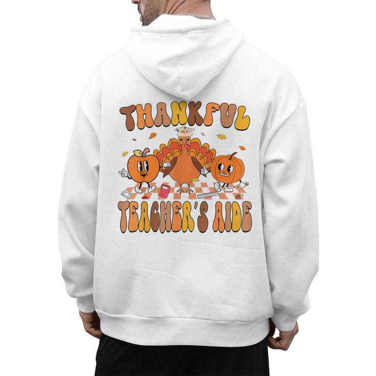 Thankful Teacher's Aide Thanksgiving Autumn Fall Women Men Men's Hoodie Back Print