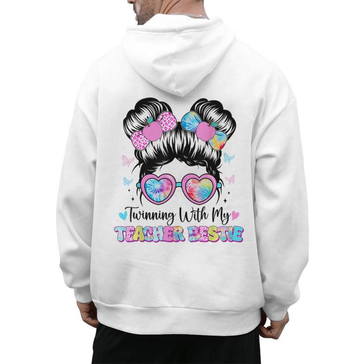 Twinning With My Teacher Bestie Twin Day Friends Teacher Men's Hoodie Back Print
