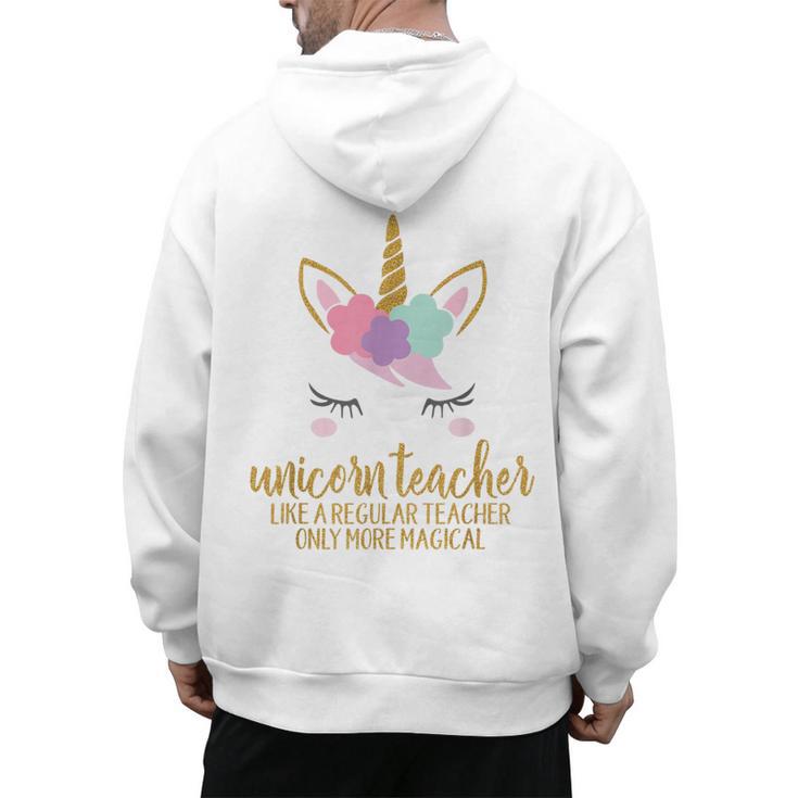 Unicorn Teacher Shirt For Women School Teacher Men's Hoodie Back Print