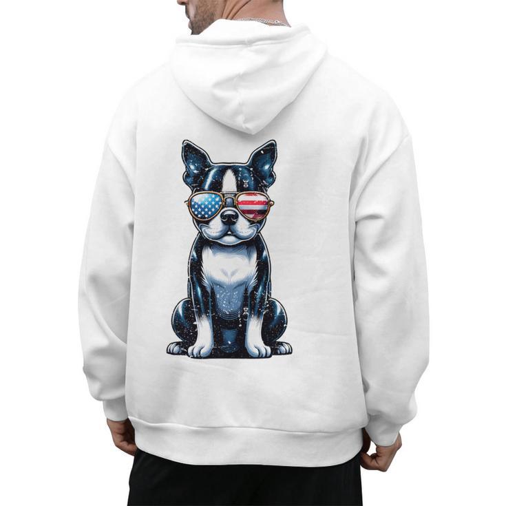 USA Flag Boston Terrier Best Dog Mom Ever 2025 Men's Hoodie Back Print