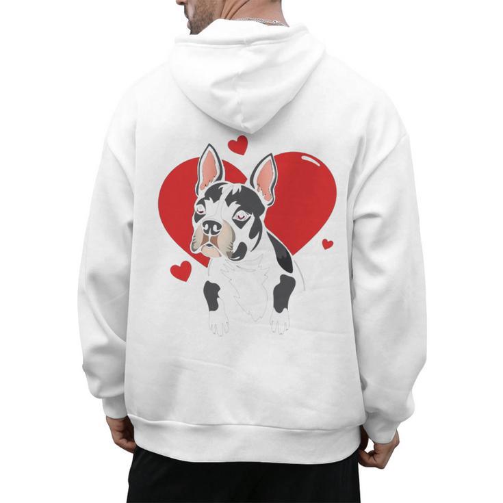 Valentine's Day Boston Terrier Heart Men's Hoodie Back Print