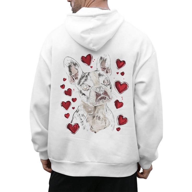 Valentine's Day Boston Terrier Men's Hoodie Back Print