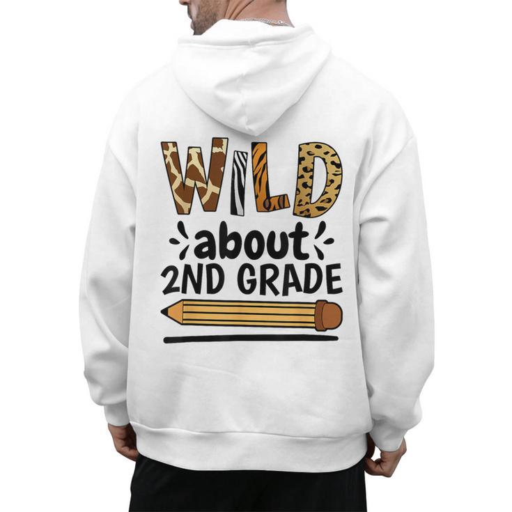 Wild About 2Nd Grade School Grade Teacher Men's Hoodie Back Print
