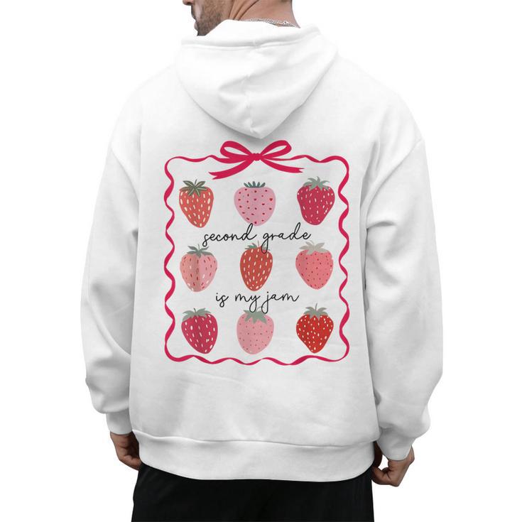 Women Second Grade Is My Jam Strawberry First Kids Teacher Men's Hoodie Back Print