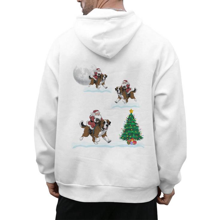 Xmas Lighting Tree Santa Riding Boston Terrier Christmas Men's Hoodie Back Print