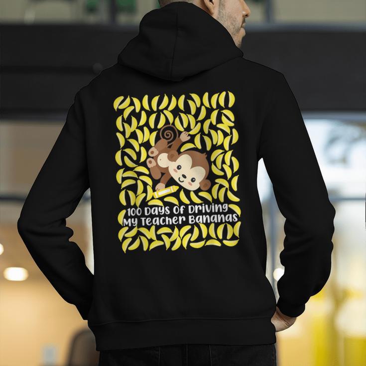 100th Day Of School Teacher Monkey Pun Banana For Men Women Girls Kids Men's Hoodie Back Print, funny gift