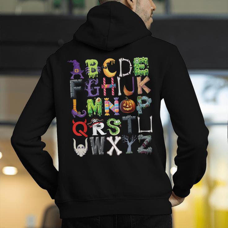 ABCs Alphabet Halloween Learning Kindergarten Teachers Men's Hoodie Back Print, funny gift ABCs Alphabet Halloween Learning Kindergarten Teachers Men's Hoodie Back Print, funny gift