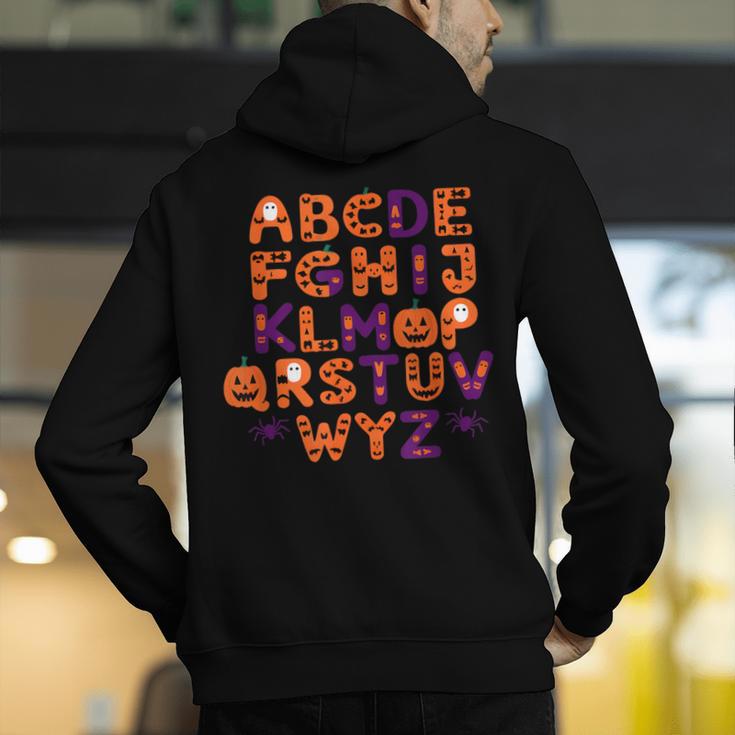 ABCs Learning Kindergarten Teacher Halloween Alphabet Men's Hoodie Back Print, funny gift ABCs Learning Kindergarten Teacher Halloween Alphabet Men's Hoodie Back Print, funny gift