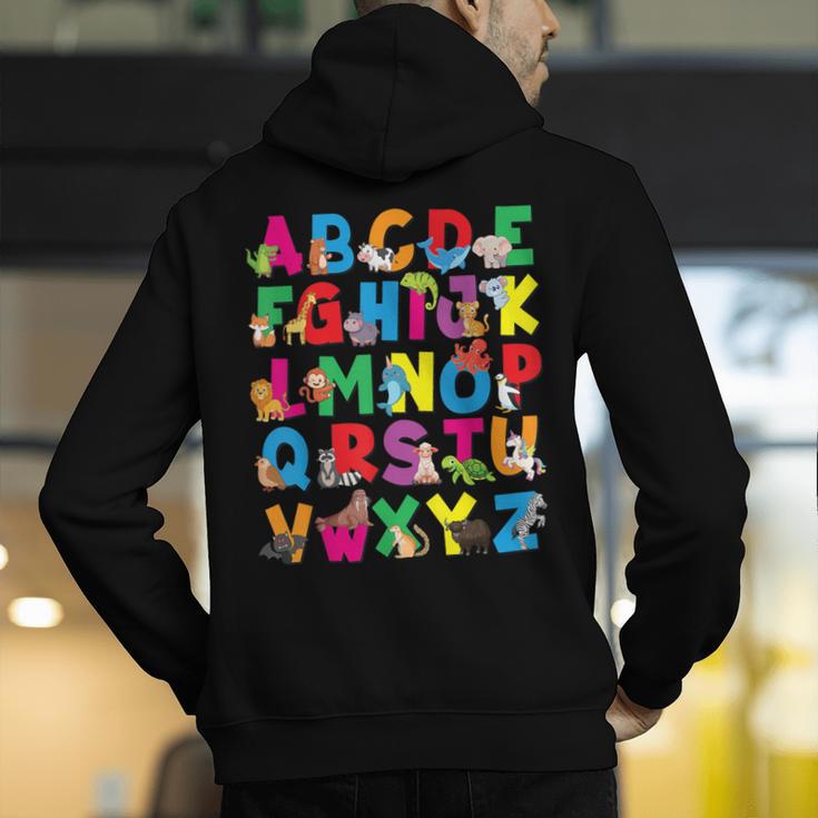 Alphabet Animals ABCs Zoo Kids Boys Girls Teacher Men's Hoodie Back Print, funny gift Alphabet Animals ABCs Zoo Kids Boys Girls Teacher Men's Hoodie Back Print, funny gift