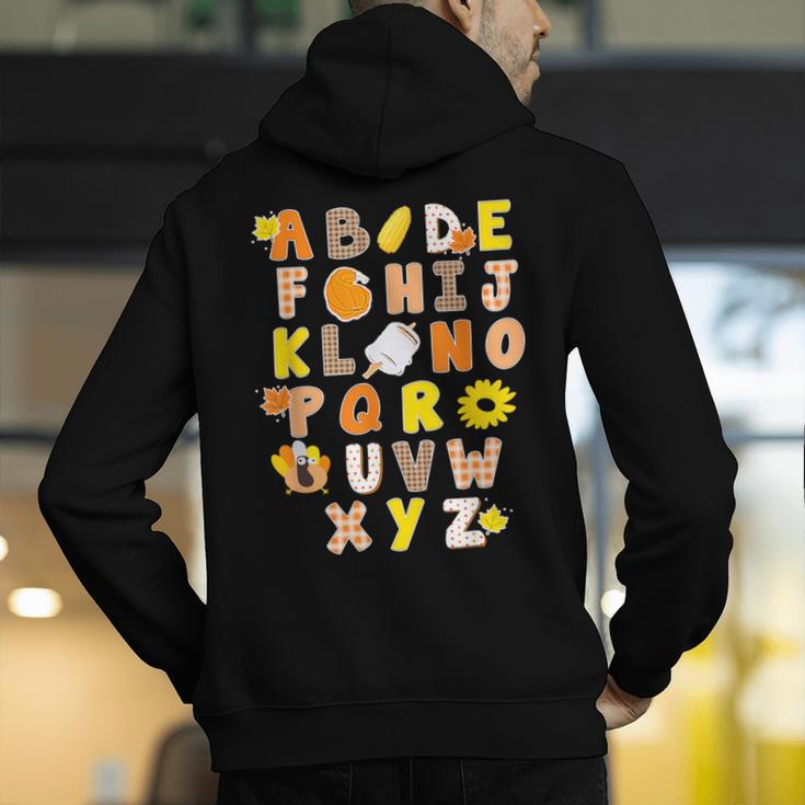 Alphabet Turkey Thanksgiving Costume Preschool Teacher Men Women Men's Hoodie Back Print, funny gift Alphabet Turkey Thanksgiving Costume Preschool Teacher Men Women Men's Hoodie Back Print, funny gift