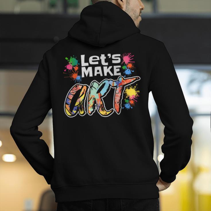 Lets Make Art Colerful Artists Painter Art Teacher Men Women Girls Kids Men's Hoodie Back Print, funny gift