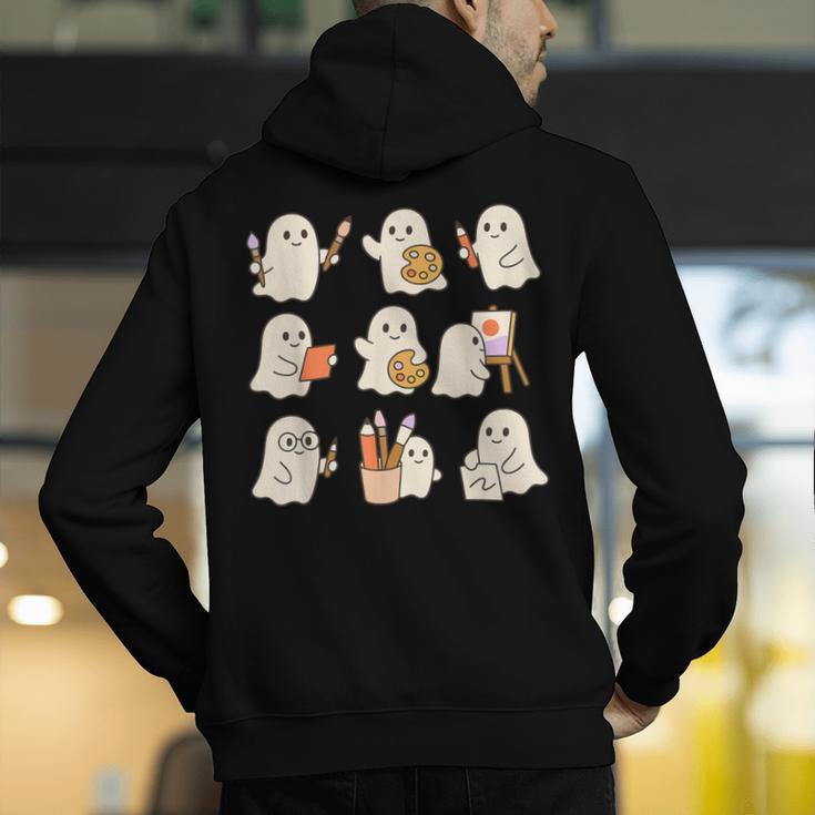 Art Teacher Ghost Halloween Artists Painter Teacher Spooky Men's Hoodie Back Print, funny gift Art Teacher Ghost Halloween Artists Painter Teacher Spooky Men's Hoodie Back Print, funny gift