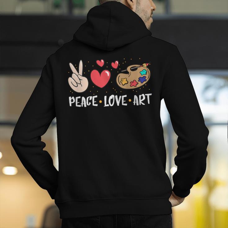 Art Teacher Peace Love Art For Artists And Painters Men's Hoodie Back Print, funny gift Art Teacher Peace Love Art For Artists And Painters Men's Hoodie Back Print, funny gift