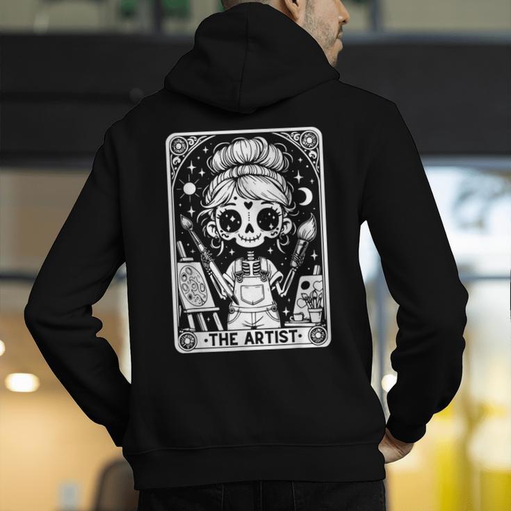 Artist Tarot Card Skeleton Painter Art Teacher Witchy Men's Hoodie Back Print, funny gift Artist Tarot Card Skeleton Painter Art Teacher Witchy Men's Hoodie Back Print, funny gift