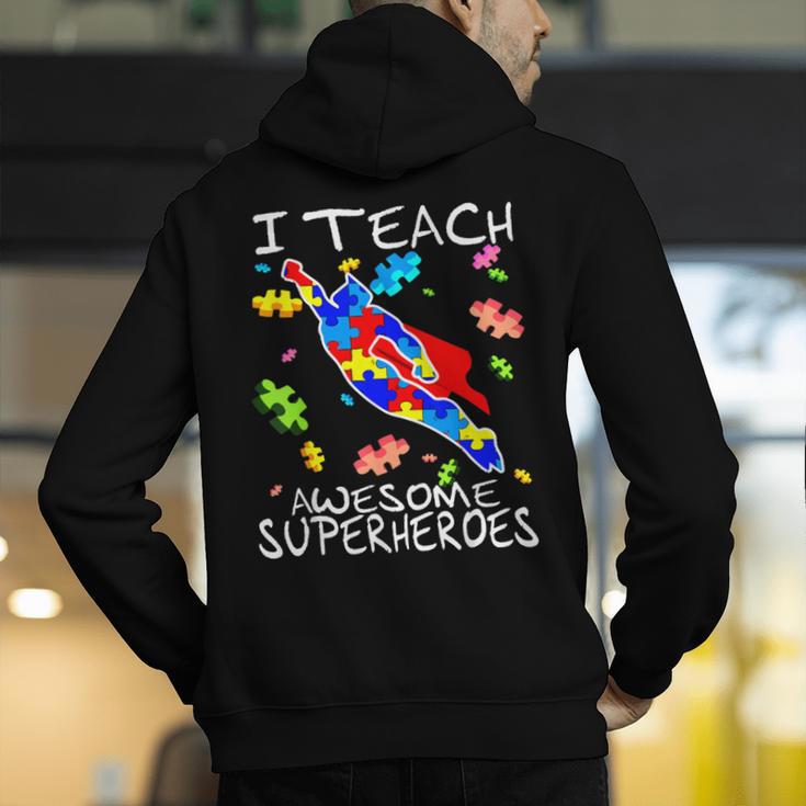 Autism Awareness Teacher I Teach Awesome Superheroes Men's Hoodie Back Print, funny gift Autism Awareness Teacher I Teach Awesome Superheroes Men's Hoodie Back Print, funny gift