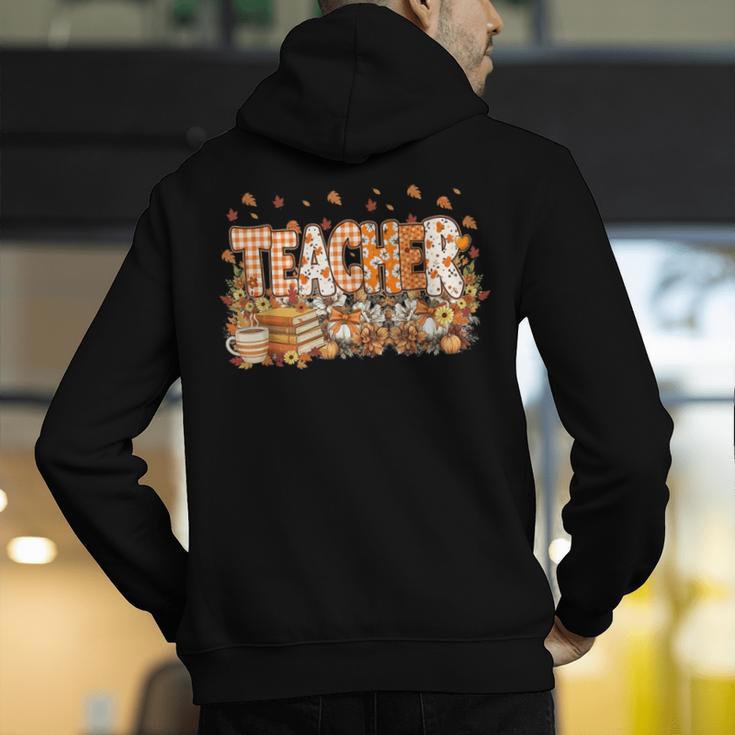 Autumn Pumpkin Thanksgiving Coffee Floral Teacher Fall Men's Hoodie Back Print, funny gift Autumn Pumpkin Thanksgiving Coffee Floral Teacher Fall Men's Hoodie Back Print, funny gift