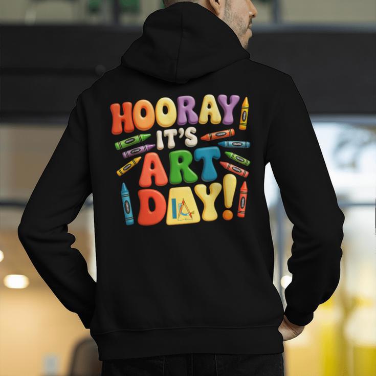 Back To School Hooray It's Art Day Art Teacher Artist Men's Hoodie Back Print, funny gift