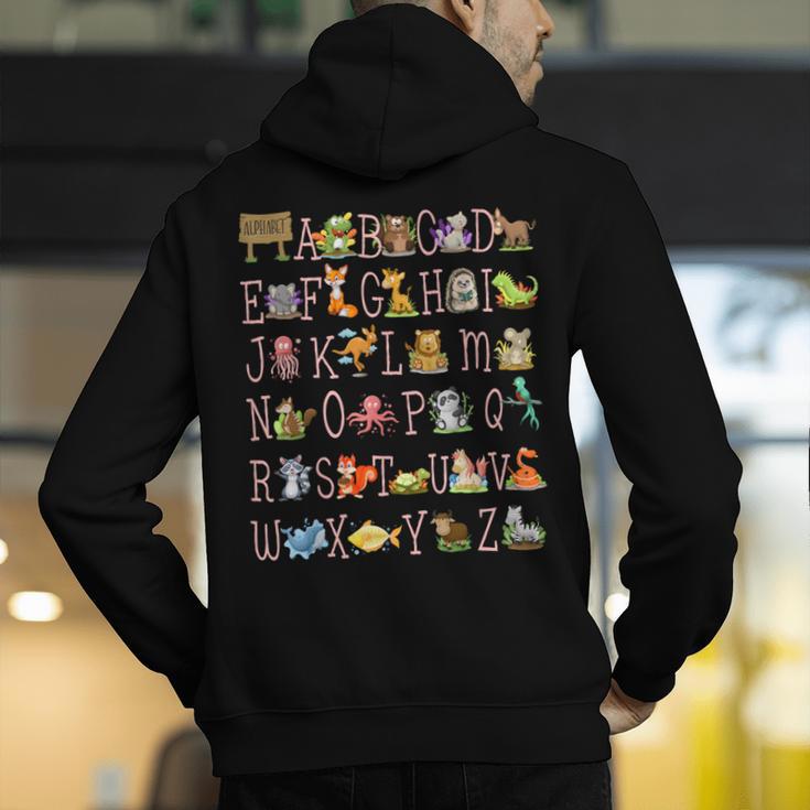 Back To School Kindergarten Teacher ABCs Animals Alphabet Men's Hoodie Back Print, funny gift Back To School Kindergarten Teacher ABCs Animals Alphabet Men's Hoodie Back Print, funny gift