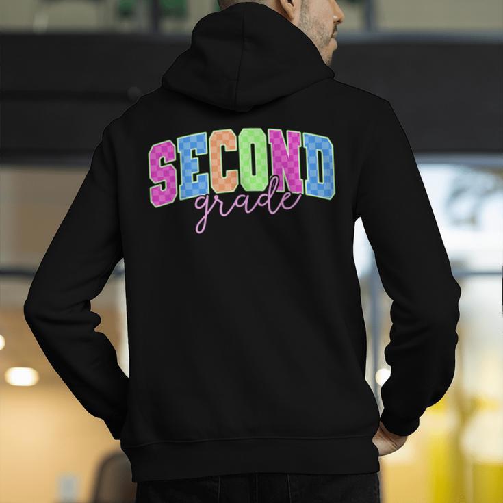 Back To School Neon Checkered Second Grade Colorful Teacher Men's Hoodie Back Print, funny gift Back To School Neon Checkered Second Grade Colorful Teacher Men's Hoodie Back Print, funny gift