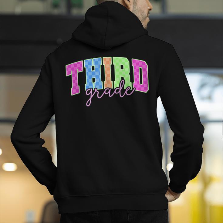 Back To School Neon Checkered Third Grade Colorful Teacher Men's Hoodie Back Print, funny gift Back To School Neon Checkered Third Grade Colorful Teacher Men's Hoodie Back Print, funny gift