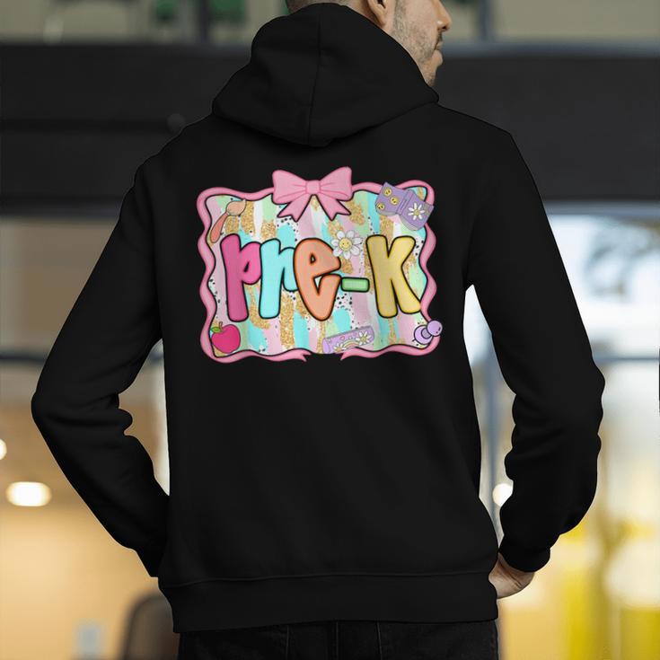Back To School Pre-K Preppy Teacher Girl Men's Hoodie Back Print, funny gift