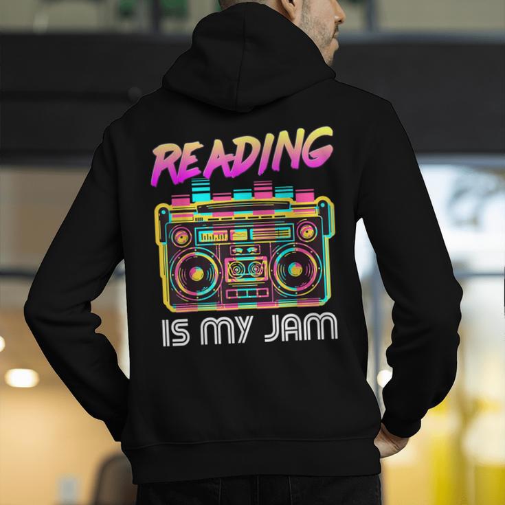 Back To School Retro Reading Is My Jam 80s Teacher Boombox Men's Hoodie Back Print, funny gift