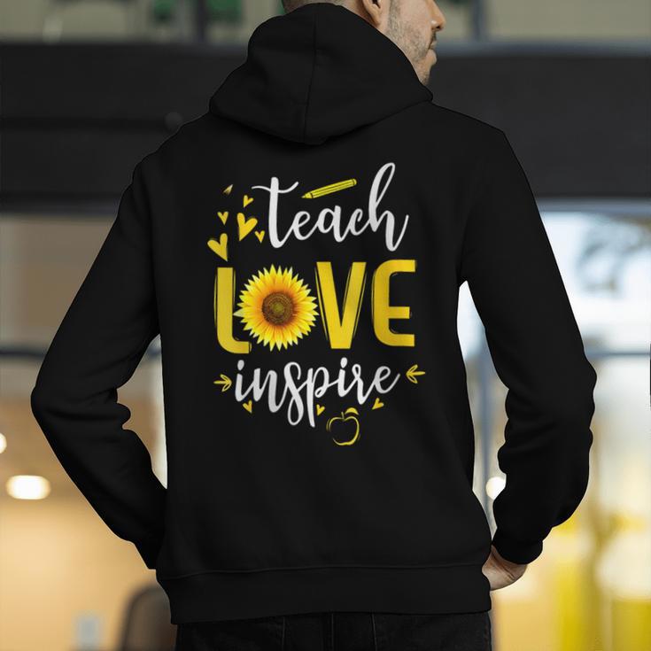 Back To School Teach Love And Inspire Teacher Sunflower Men's Hoodie Back Print, funny gift Back To School Teach Love And Inspire Teacher Sunflower Men's Hoodie Back Print, funny gift