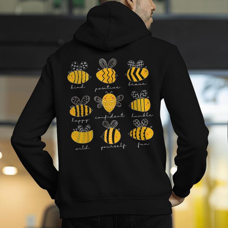 Bee Kind Positive Brave Happy Confident Humble Teacher Men's Hoodie Back Print, funny gift Bee Kind Positive Brave Happy Confident Humble Teacher Men's Hoodie Back Print, funny gift