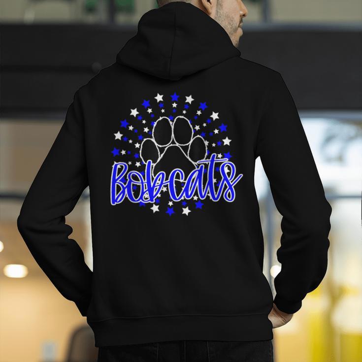 Blue Bobcats School Spirit Coquette Bow Mascot Teacher Men's Hoodie Back Print, funny gift Blue Bobcats School Spirit Coquette Bow Mascot Teacher Men's Hoodie Back Print, funny gift