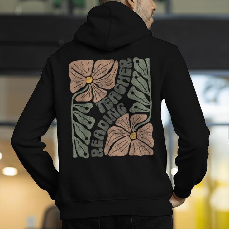 Boho Floral Reading Teacher Retro Reading Specialist Wildfl Men's Hoodie Back Print, funny gift